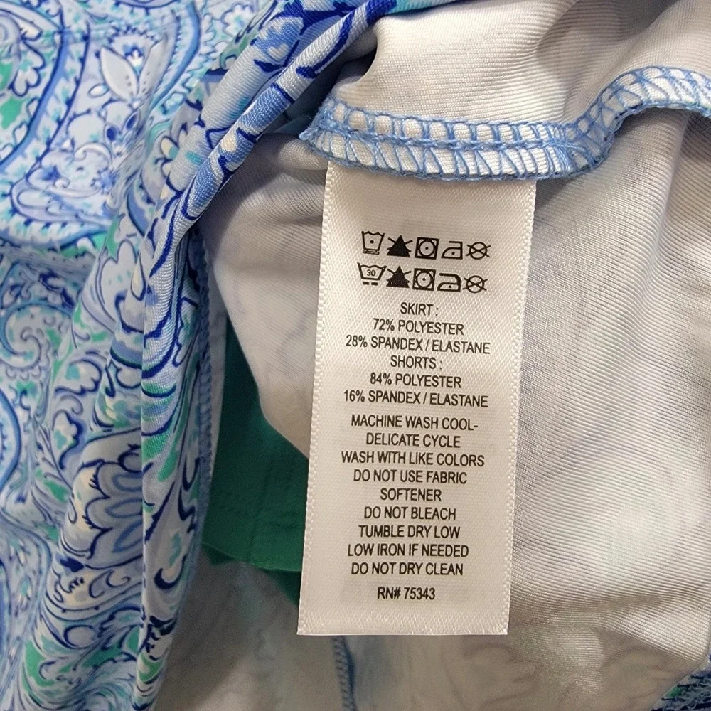 SIGRID OLSEN Tank Polo Ruffle Hem‎ Skort Turquoise Paisley XS Golf Tennis UPF 50